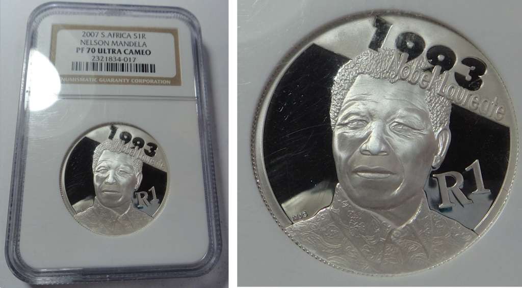 RSA Silver R1 of 2007 (Mandela) NGC PF 70 Ultra Cameo