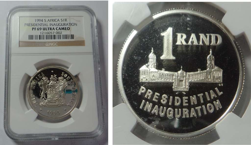 RSA Silver R1 of 1994 (Inauguration) NGC PF 69 Ultra Cameo