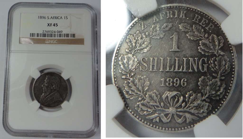 Paul Kruger ZAR: Shilling (1/-) of 1896: NGC XF 45