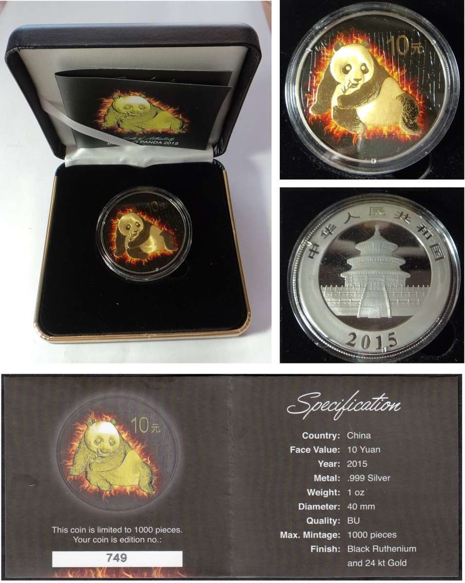 Burning Panda: China 2015 One Ounce Silver