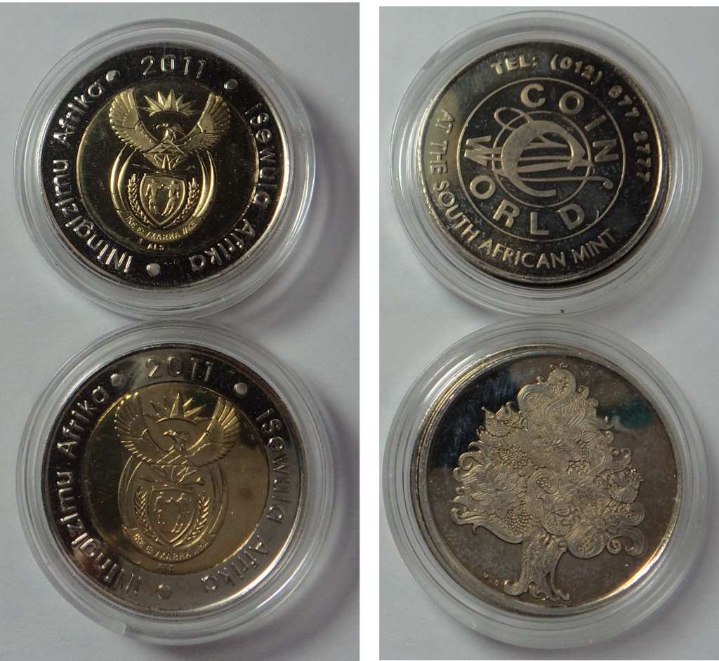Two Coin World R5-size Tokens of 2011