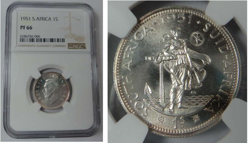 Union of South Africa: Shilling 1951, NGC PF 66