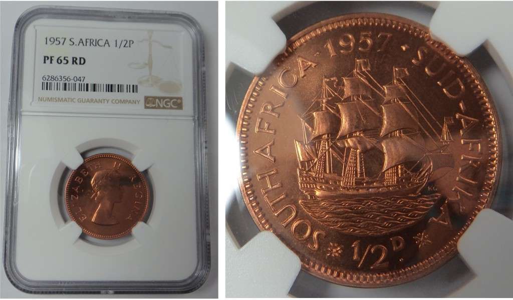 Union of South Africa: Half Penny 1957, NGC PF 65 RD