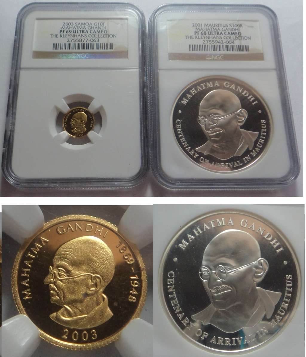 Mahatma Gandhi GOLD & SILVER Coin Set: NGC Graded