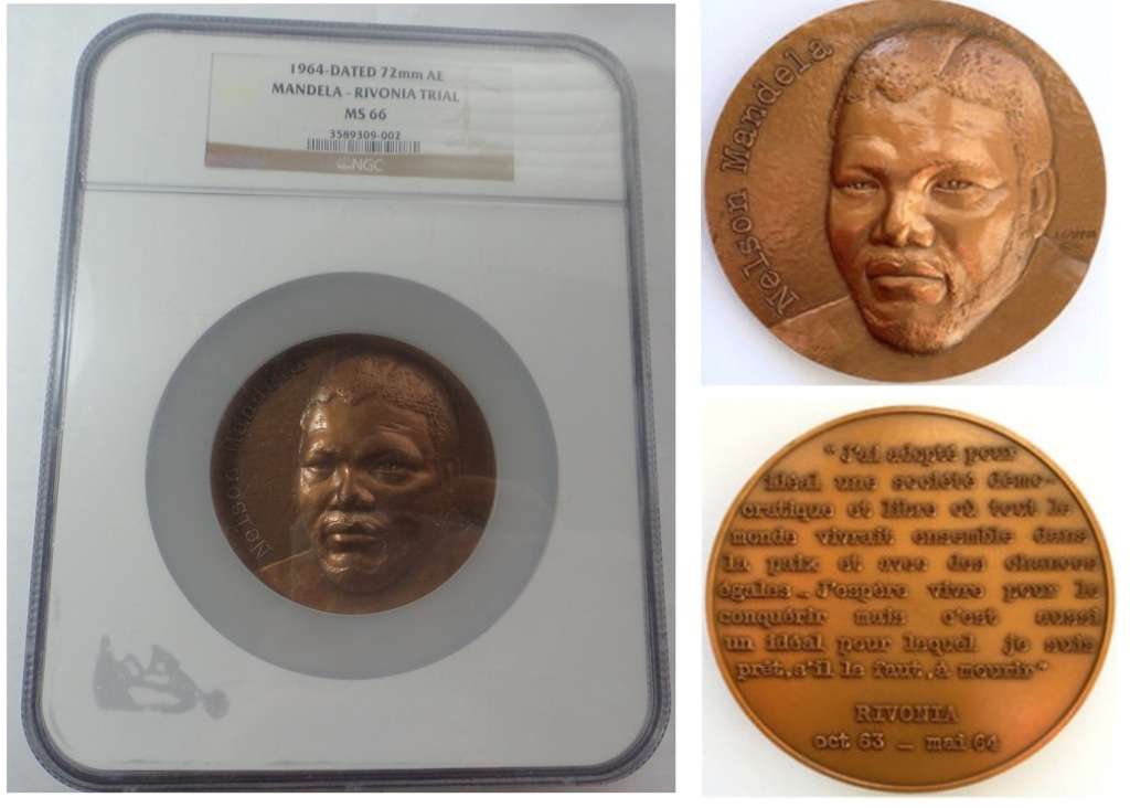 Mandela Rivonia Trial 1964 72mm 5Oz Medal: NGC MS 66
