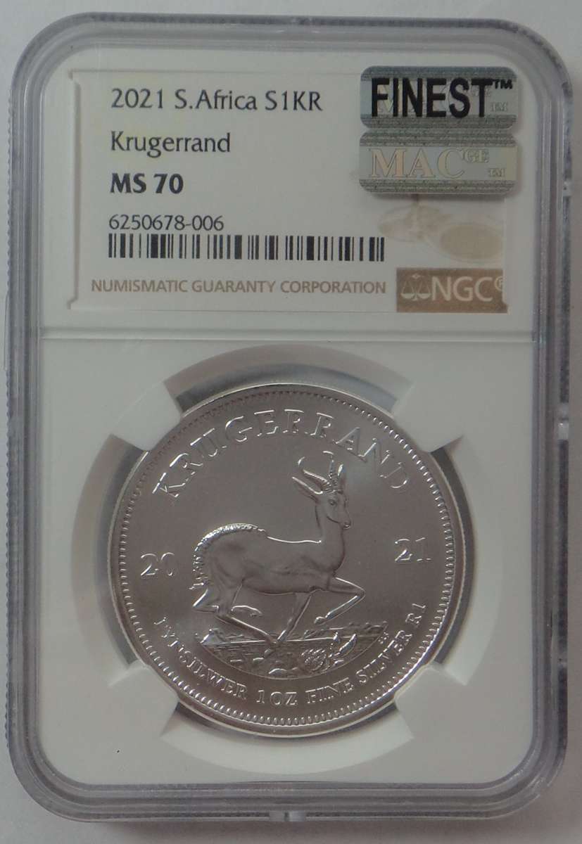 Silver Krugerrand 2021 NGC MS 70 (MAC Finest)
