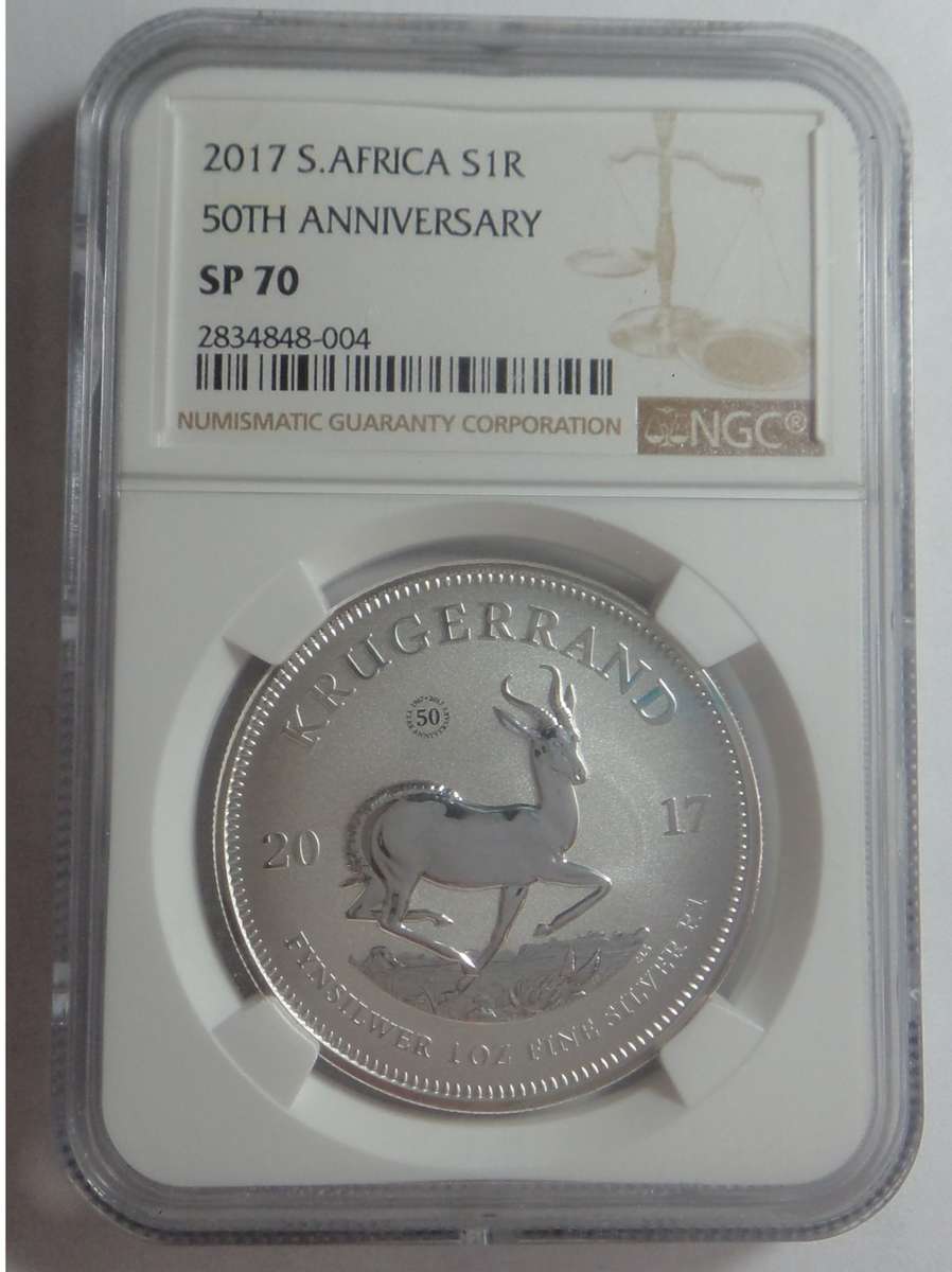 Silver Krugerrand: 50th Anniversary 2017: NGC SP 70