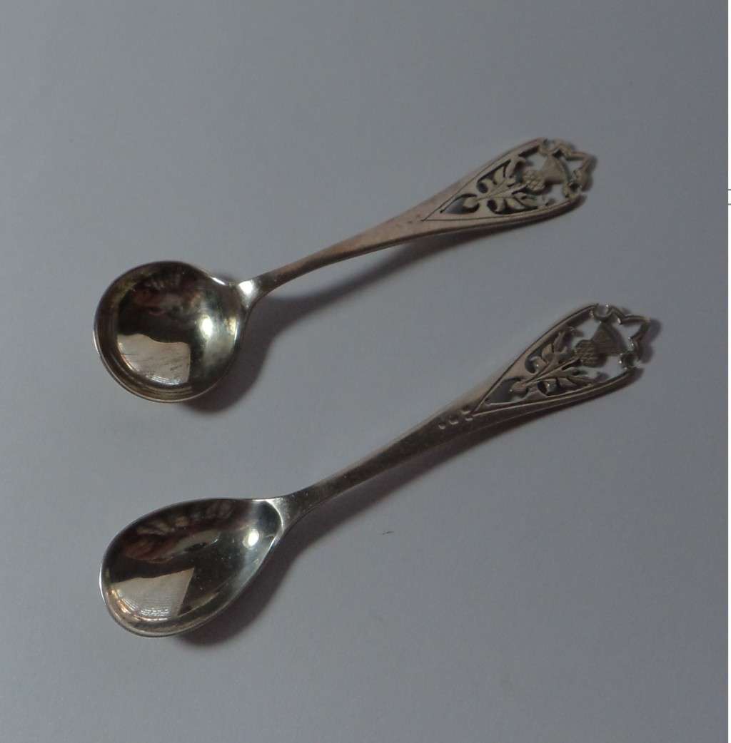 Two Sterling Silver miniature Scottish toddy ladles