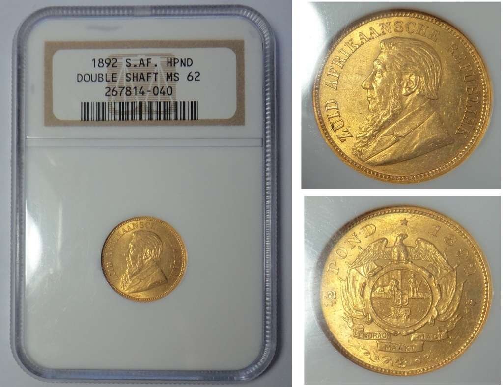 Paul Kruger ZAR: Half Pond 1892, NGC MS 62