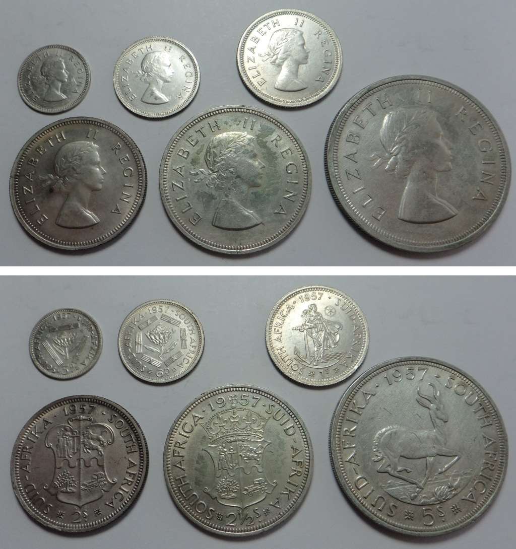 Union of South Africa: Complete Silver Coin Set of 1957