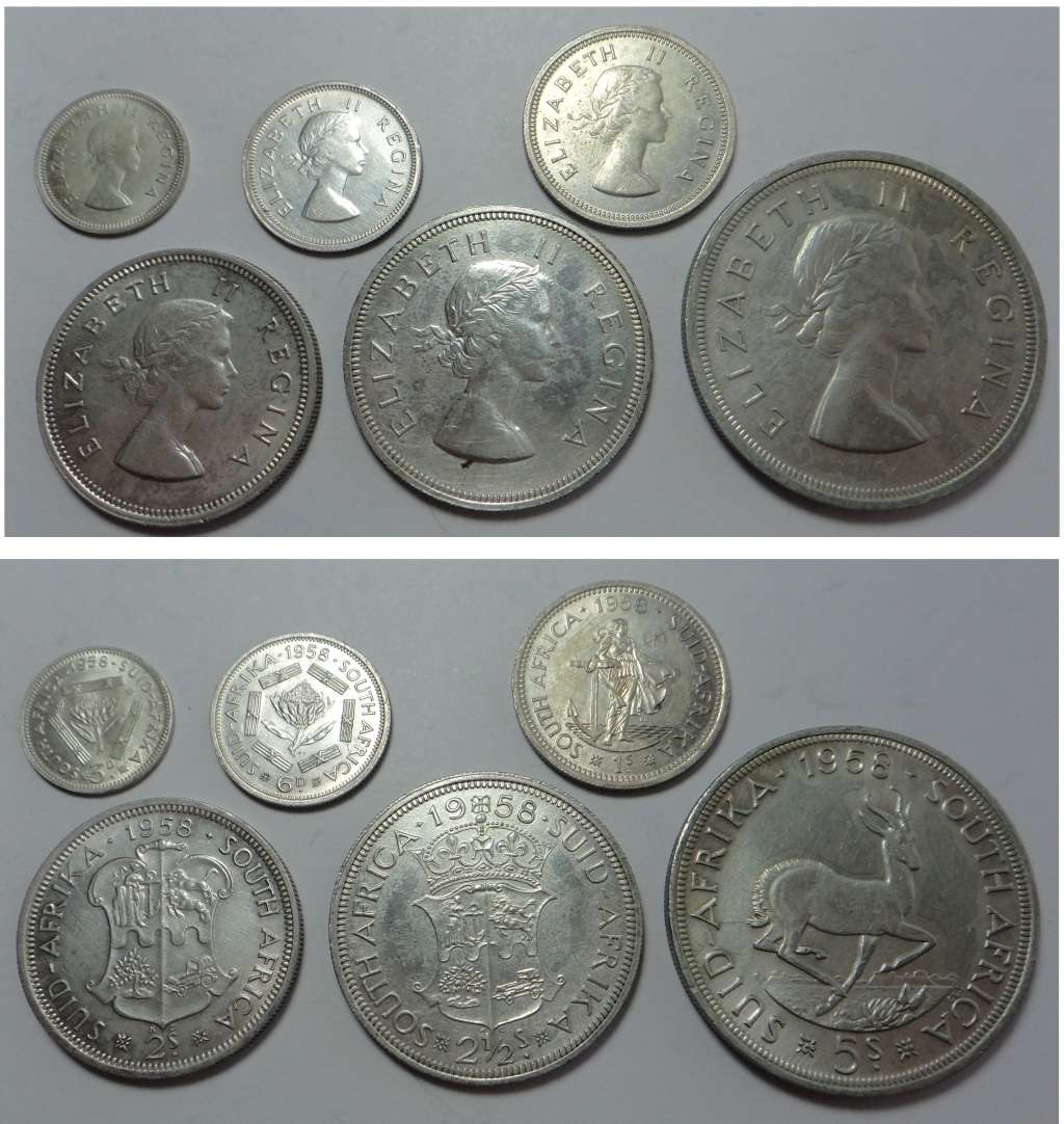 Union of South Africa: Complete Silver Coin Set of 1958