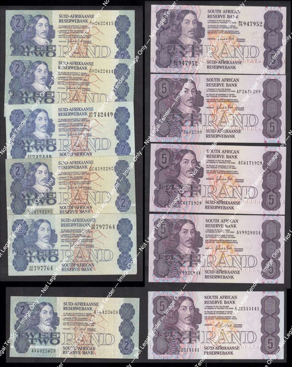 Collection of R1 & R2 van Riebeeck Banknotes (De Kock & Stals)