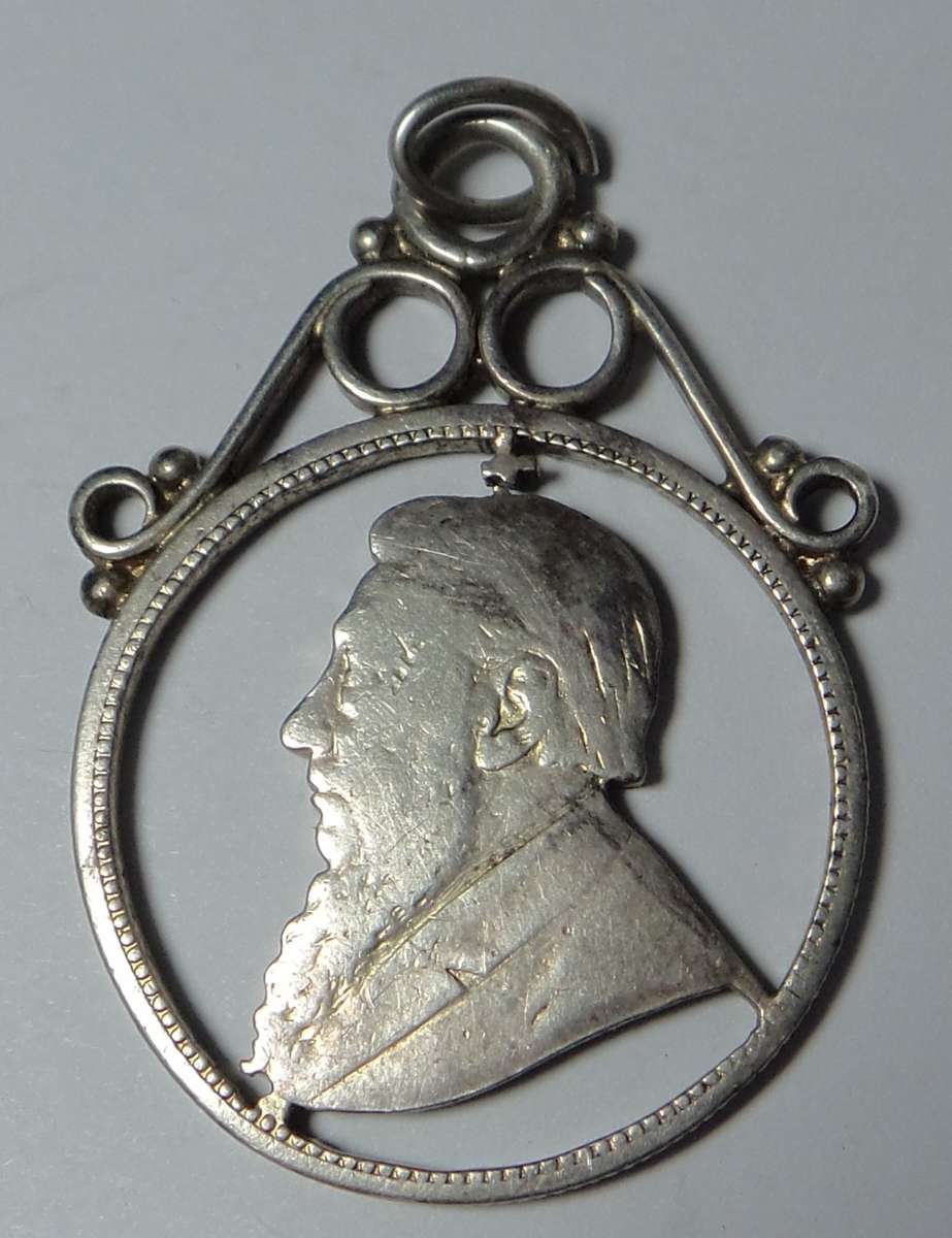 Boer War Trench Art Pendant made from 2-Shilling Piece