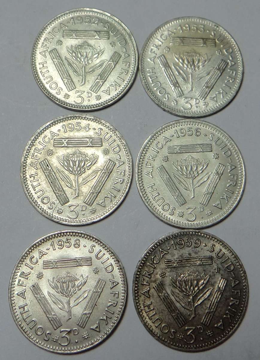 Union of SA: Six Tickeys of the 1950s (Mint State)