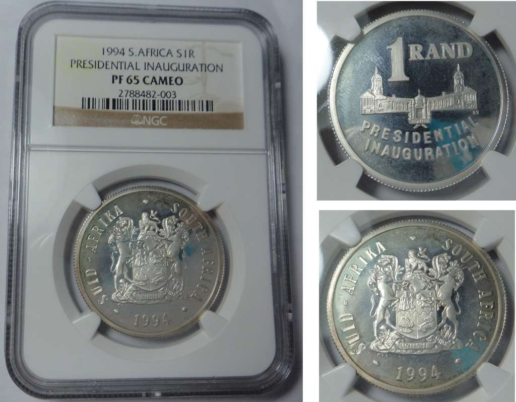 Silver R1 Protea 1994 (Pres. Inauguration) NGC PF65 Cameo