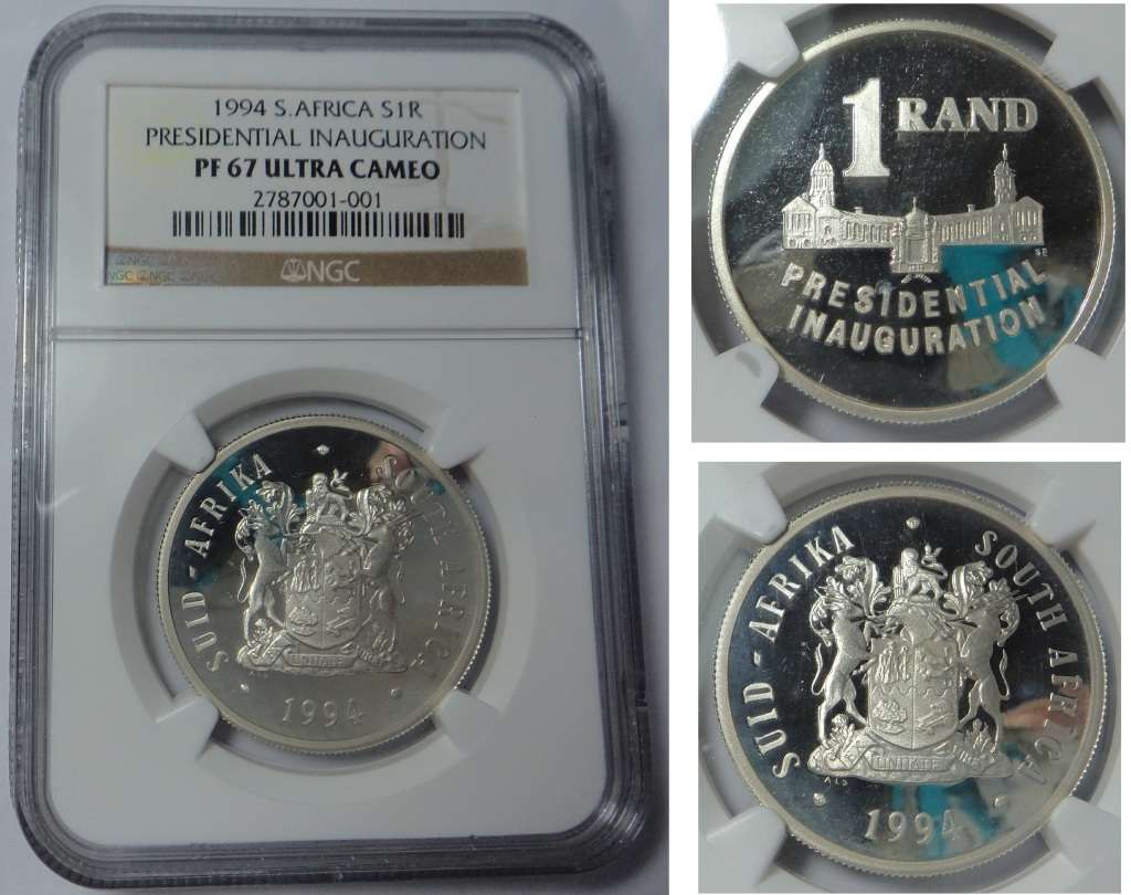 Silver R1 Protea 1994 (Pres. Inauguration) NGC PF67 Ultra Cameo