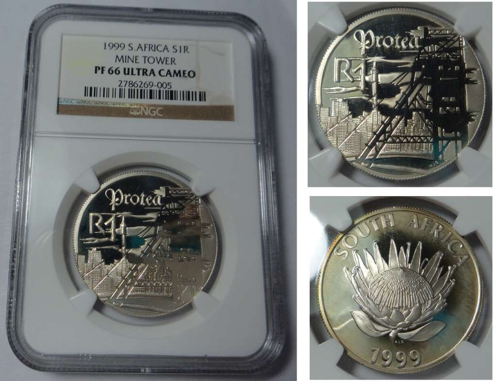 Silver R1 Protea 1999 (Mine Tower) NGC PF66 Ultra Cameo