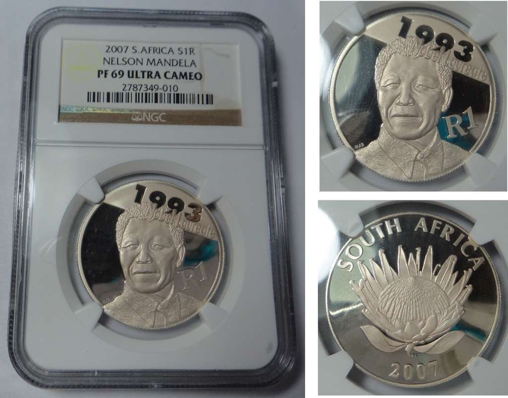 Silver R1 Protea 2007 (Nelson Mandela) NGC PF69 Ultra Cameo