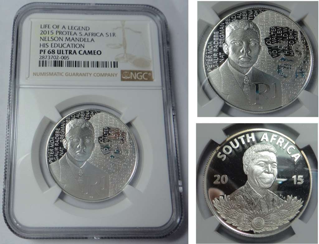 Silver R1 2015 (Mandela Education) NGC PF68 Ultra Cameo