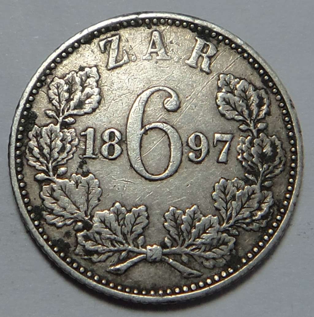 Paul Kruger ZAR Sixpence of 1897