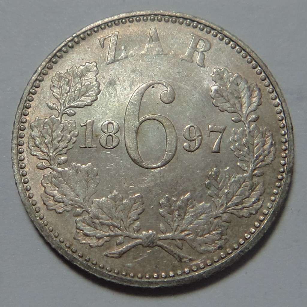 Paul Kruger ZAR Sixpence 1897 (aUNC to UNC)