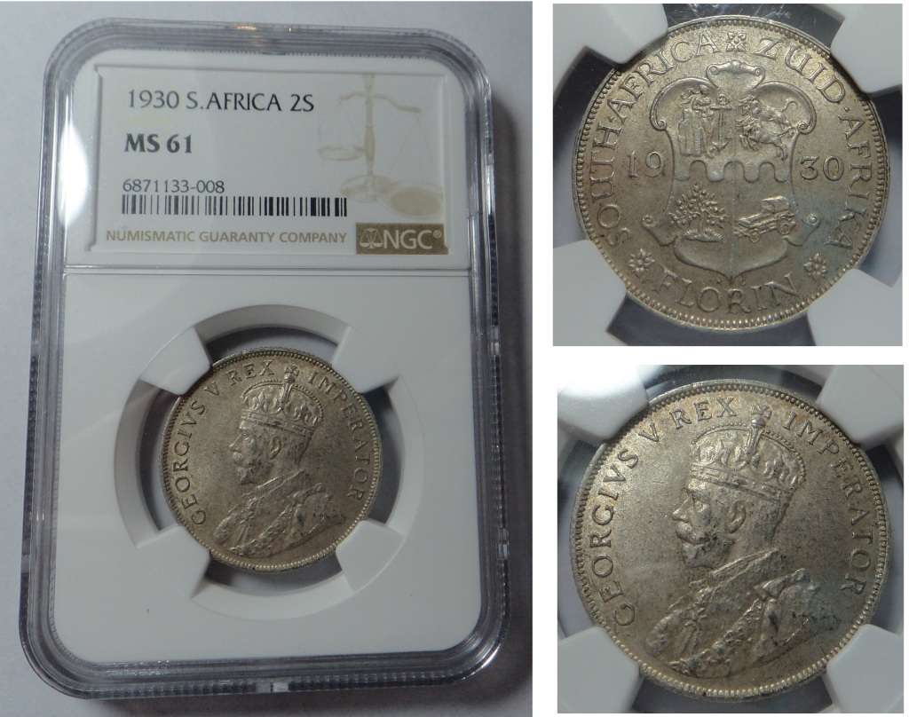 Union of SA: Two-Shillings of 1930: NGC MS61 (Very High Cat. Value)
