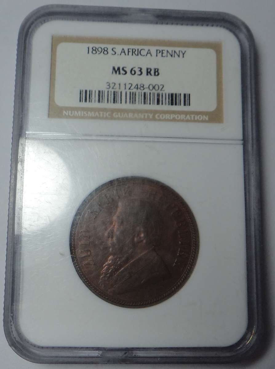 Paul Kruger ZAR Penny 1898: NGC MS 63 RB