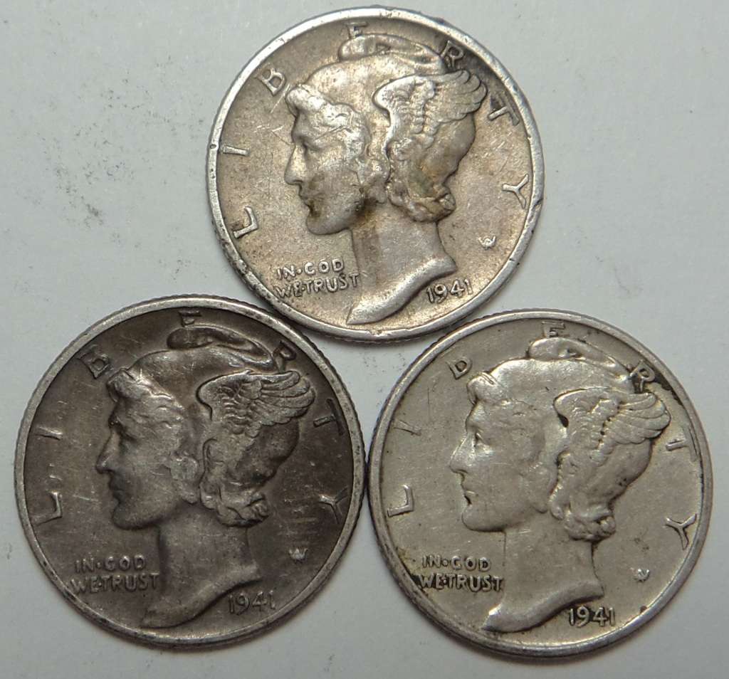 USA Mercury Dime 1941 (D, S & P)