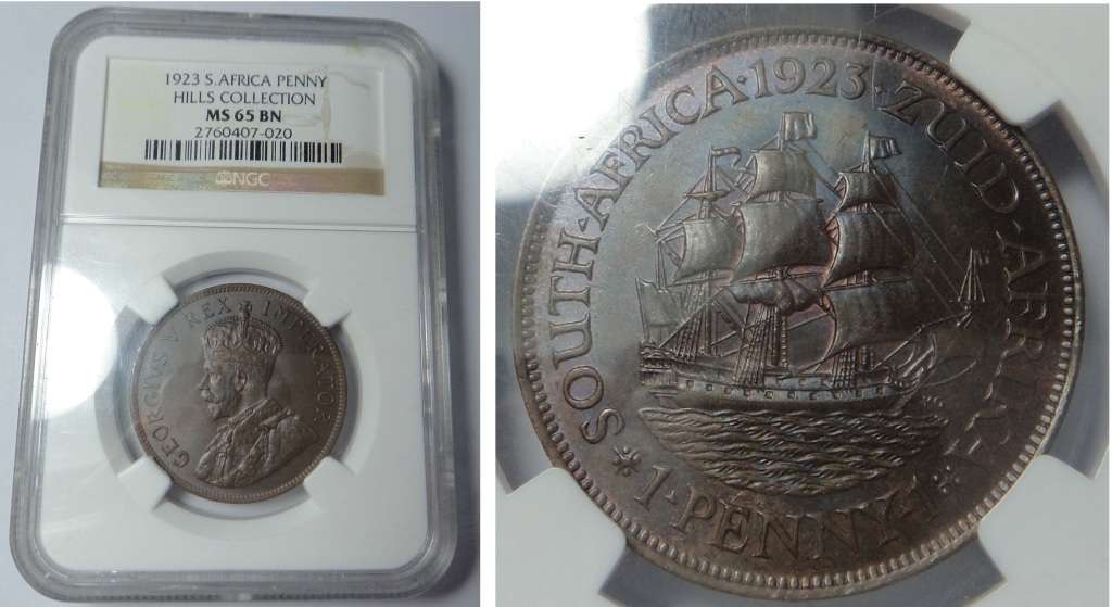 1923 Penny, Union of SA: NGC MS 65 BN
