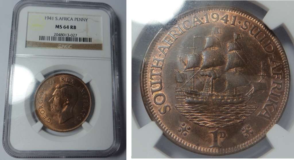1941 Penny, Union of SA: NGC MS 64 RB