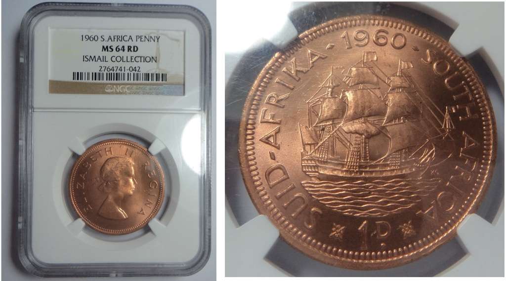 1960 Penny, Union of SA: NGC MS 64 RD