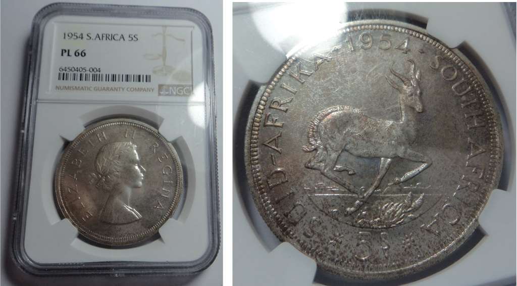 1954 Crown (5/-), Union of SA: NGC PL 66
