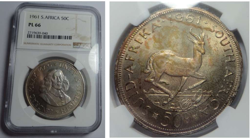 1961 Silver 50c, Republic of SA: NGC PL 66