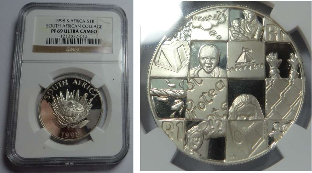 Silver R1 Protea of 1998 (Collage) NGC PF 69 Ultra Cameo