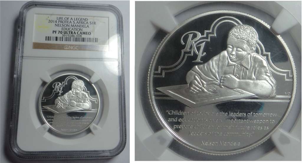 Silver R1 of 2014 (Mandela / Education) NGC PF 70 Ultra Cameo