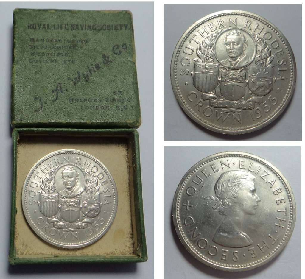 Rhodesia: Silver Rhodes Crown 1953 (Variety 2)