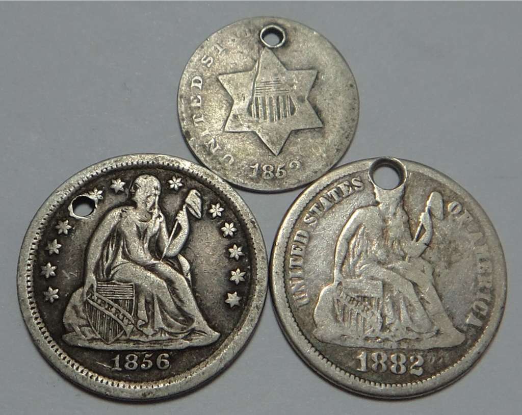 The Americas - USA: Three old Silver Coins from the 1800s was sold for ...