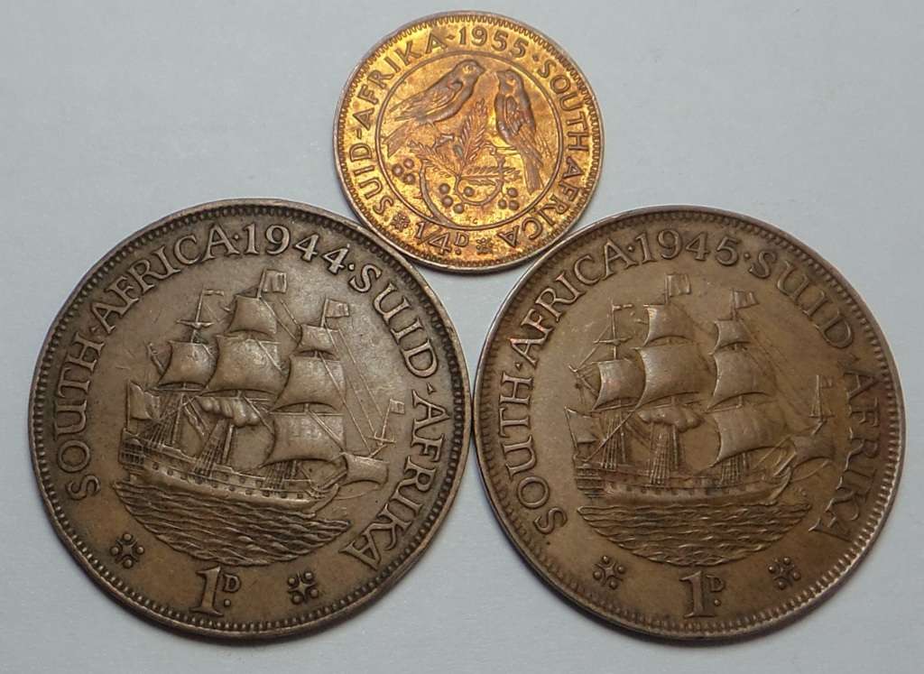 Union of South Africa: Three High Grade Copper Coins
