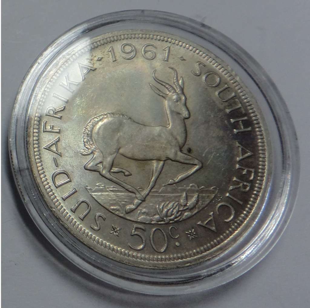 Republic of SA: Silver Crown (50c) of 1961 (Better Grade)