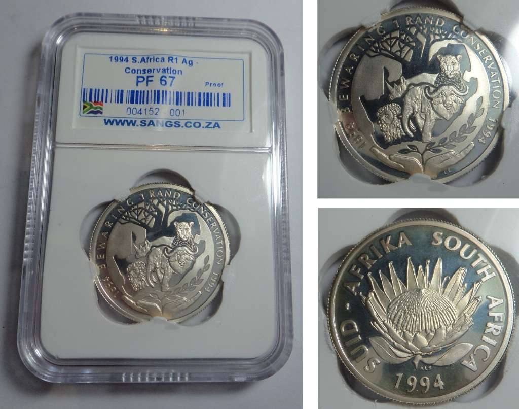 RSA Silver Proof R1 of 1993 (Conservation) Sangs PF 67