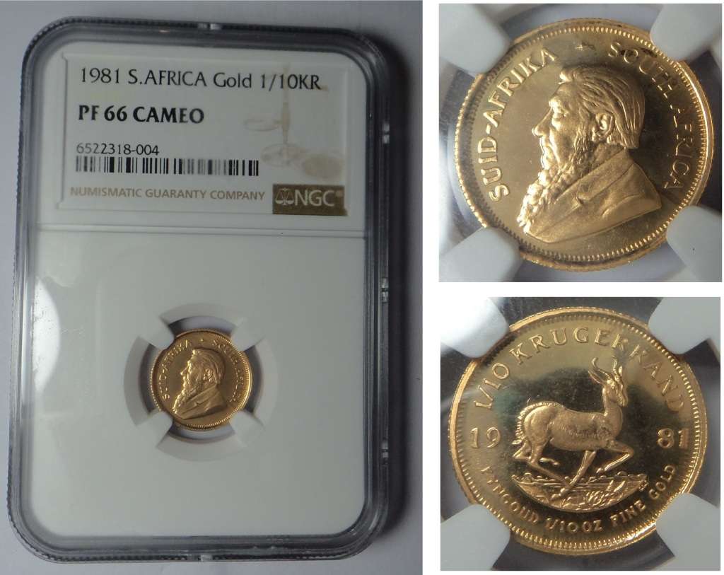 Republic of SA: GOLD 1/10 Krugerrand 1981: NGC PF 66 Cameo
