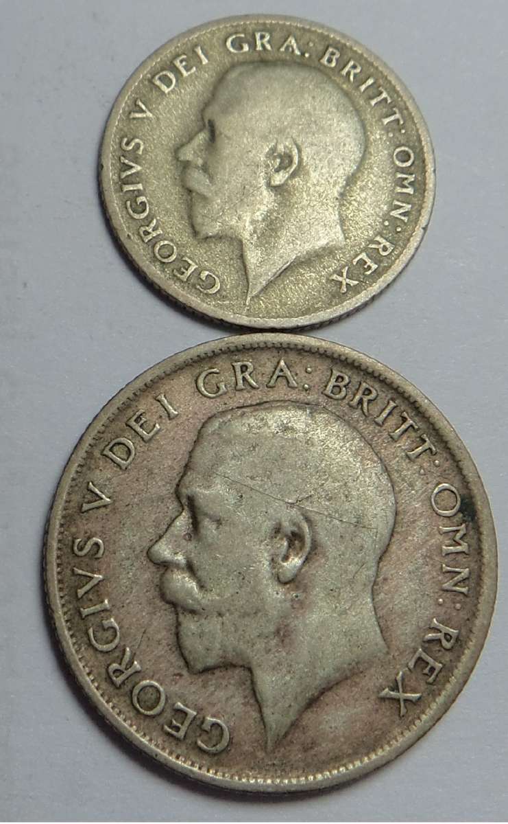 Great Britain, Silver Sixpence (1921)  & Shilling (1920)