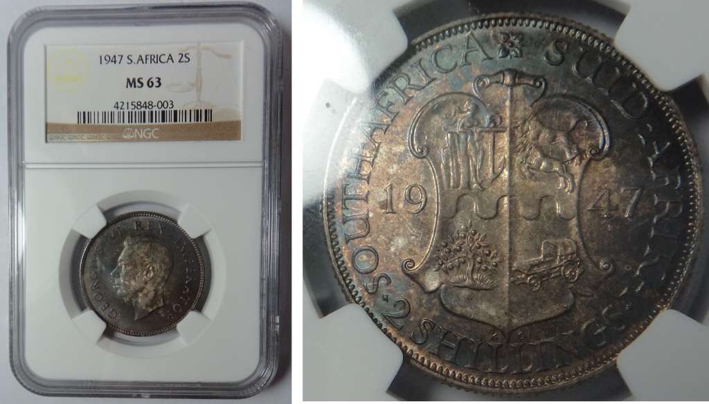 Two Shillings - Union of SA: 2-Shillings (2/-) 1947: NGC MS 63 was sold ...