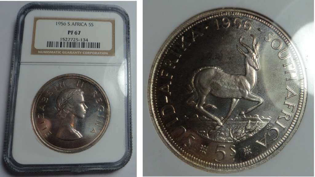 Union of SA: Crown (5/-) 1956: NGC PF 67