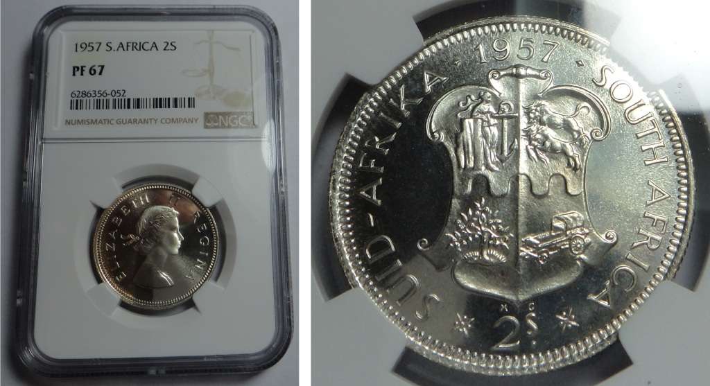 Union of SA: 2-Shillings (2/-) 1957: NGC PF 67