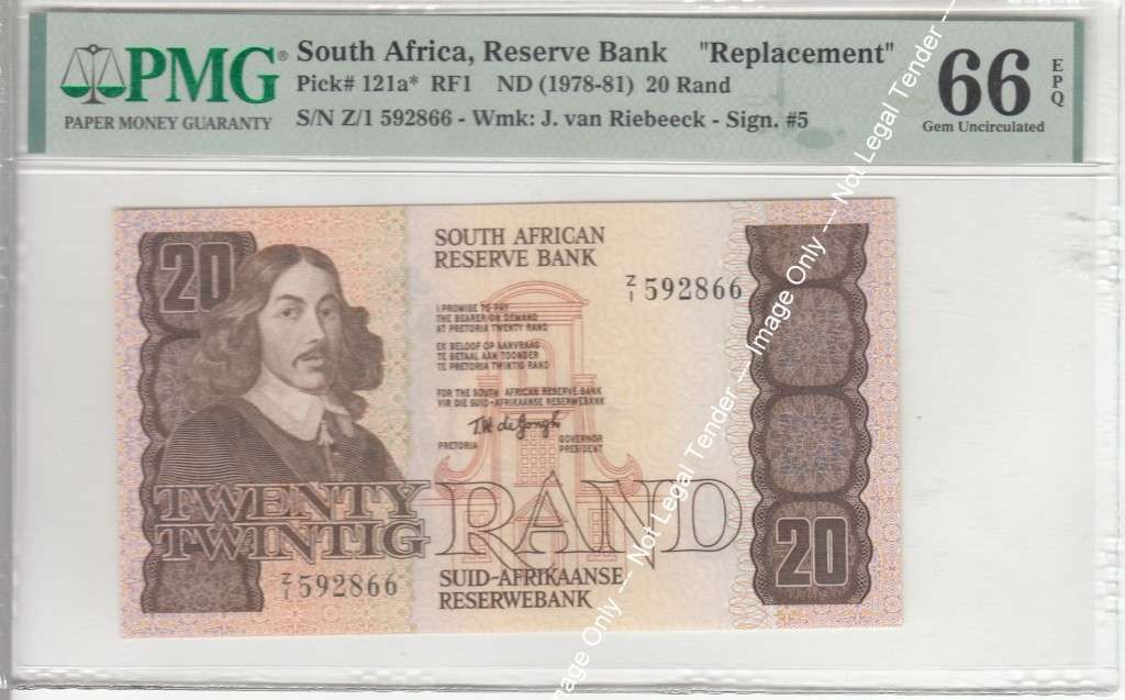 Republic of SA: R20 1978-81: REPLACEMENT: PMG 66 Gem UNC