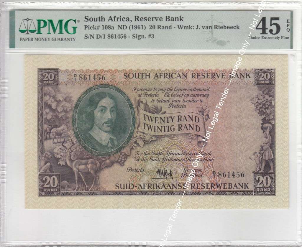 Republic of SA: Twenty Rand 1961: PMG 45 Choice Extremely Fine