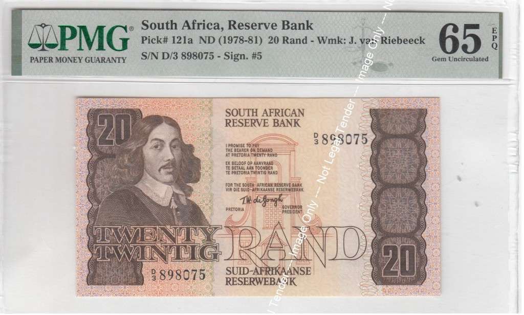 Republic of SA: R20 1978-81: PMG 65 Gem UNC (2 available)