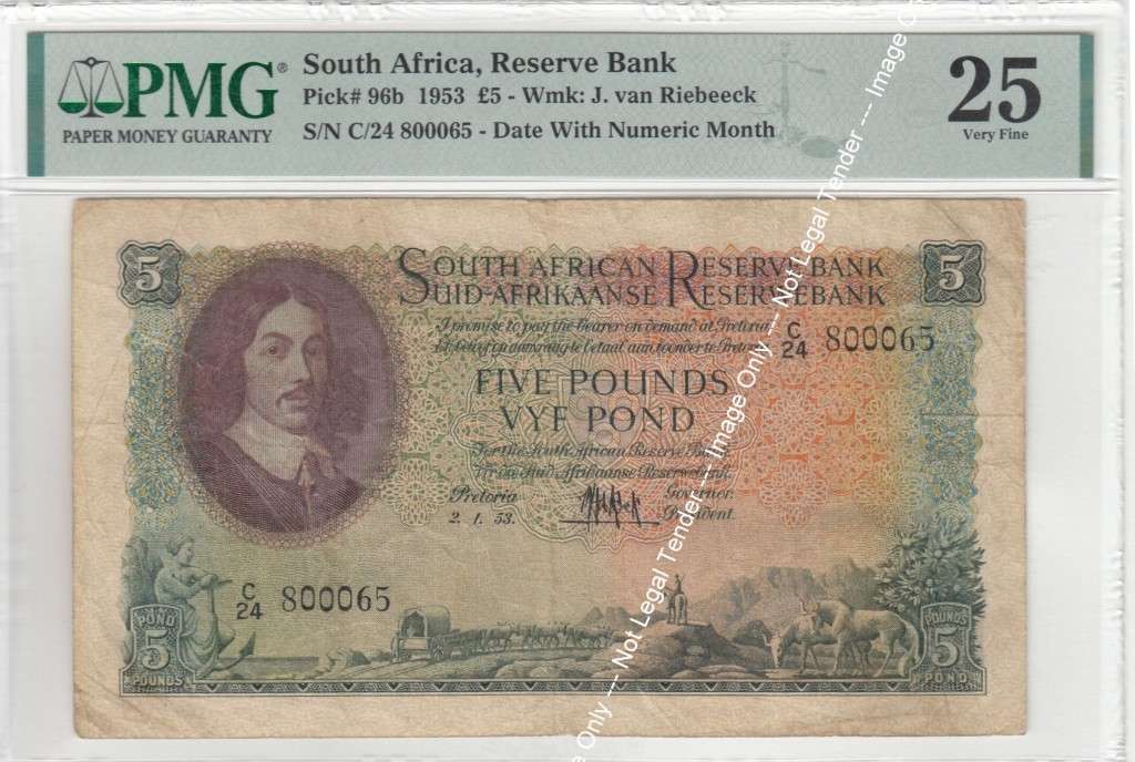 Union of SA: Five Pounds 2.1.1953 : PMG 25