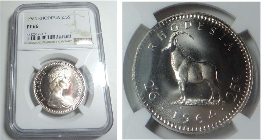 Rhodesia: Half Crown of 1964: NGC PF 66